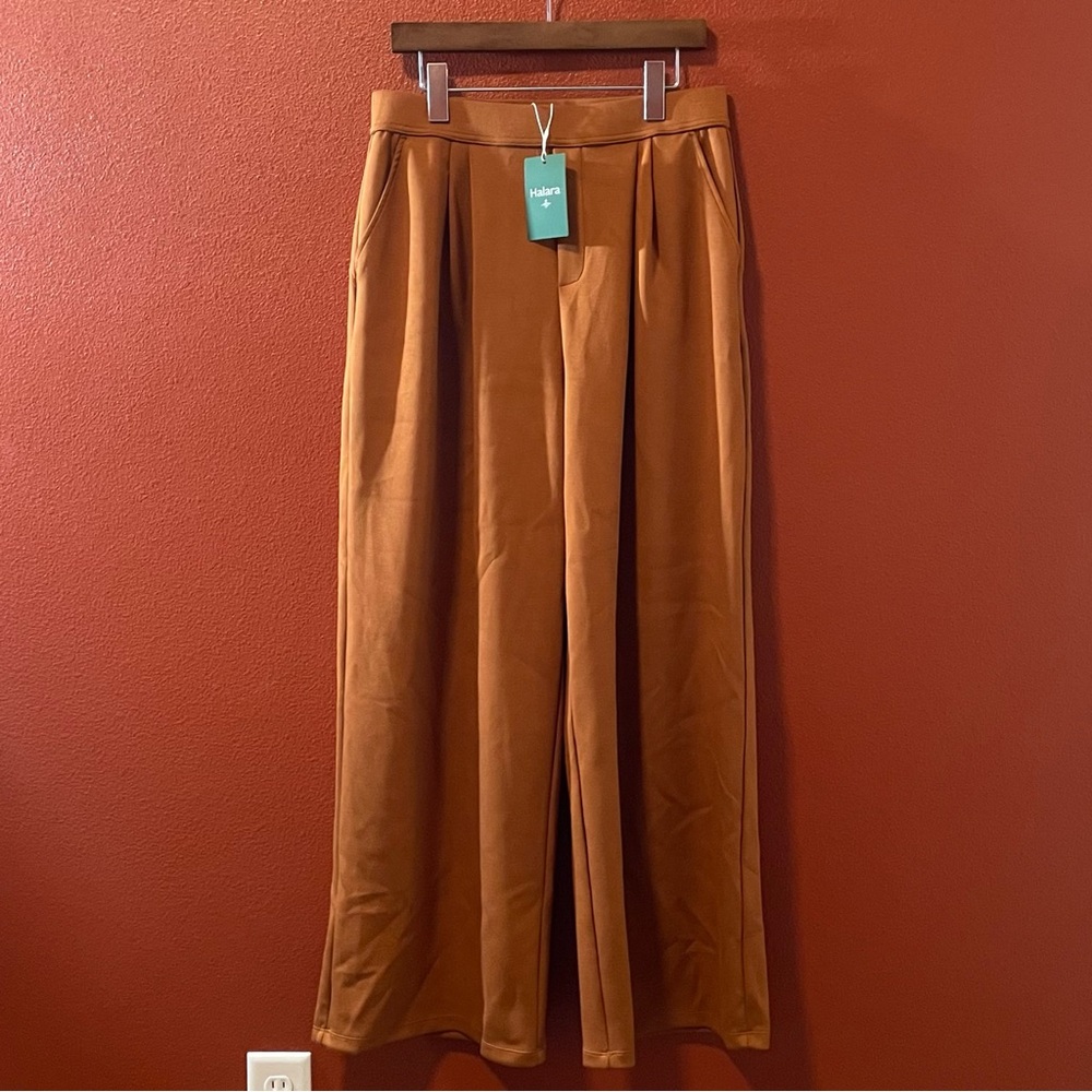 Halara Women’s NWT Orange High Waisted Side Pocket‎ Wide Leg Athleisure Pants